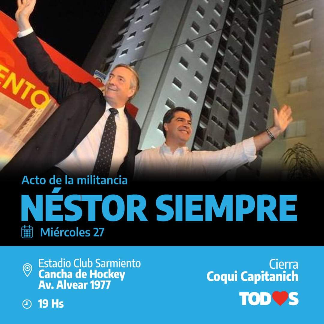 A 11 AÑOS DE SU FALLECIMIENTO  El Frente de Todos Chaco recordará a Néstor Kirchner con un acto este miércoles 27 en el Club Sarmiento