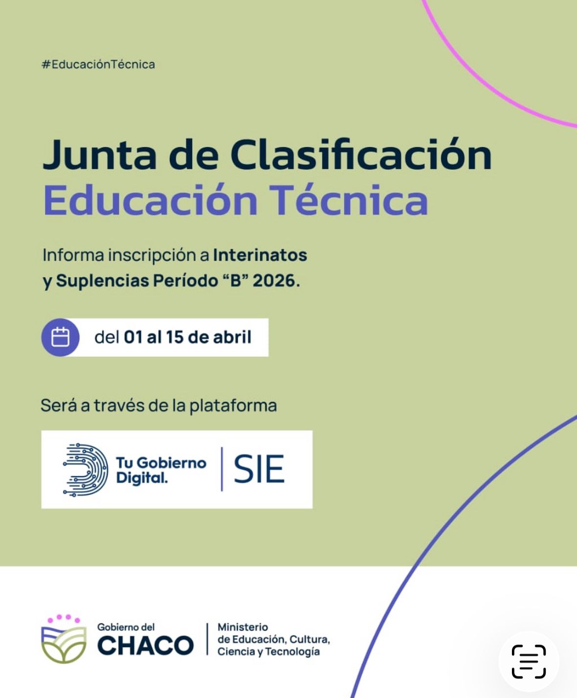 *LA JUNTA DE CLASIFICACIÓN DE EDUCACIÓN TÉCNICA ABRE INSCRIPCIÓN A INTERINATOS Y SUPLENCIAS*