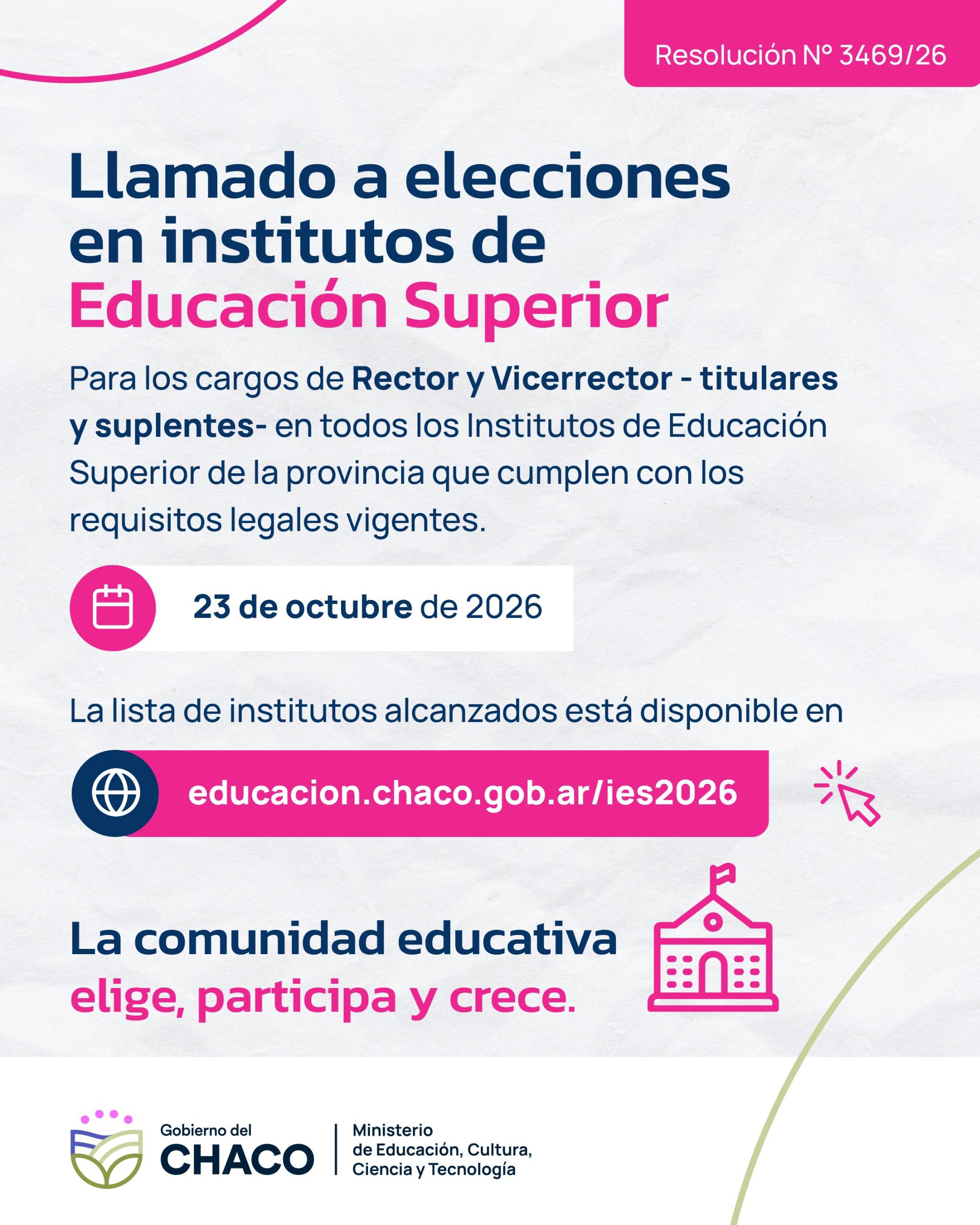 *EL MINISTERIO DE EDUCACI&Oacute;N CONVOC&Oacute; A ELECCIONES DE RECTORES Y VICERRECTORES EN INSTITUTOS DE EDUCACI&Oacute;N SUPERIOR*
