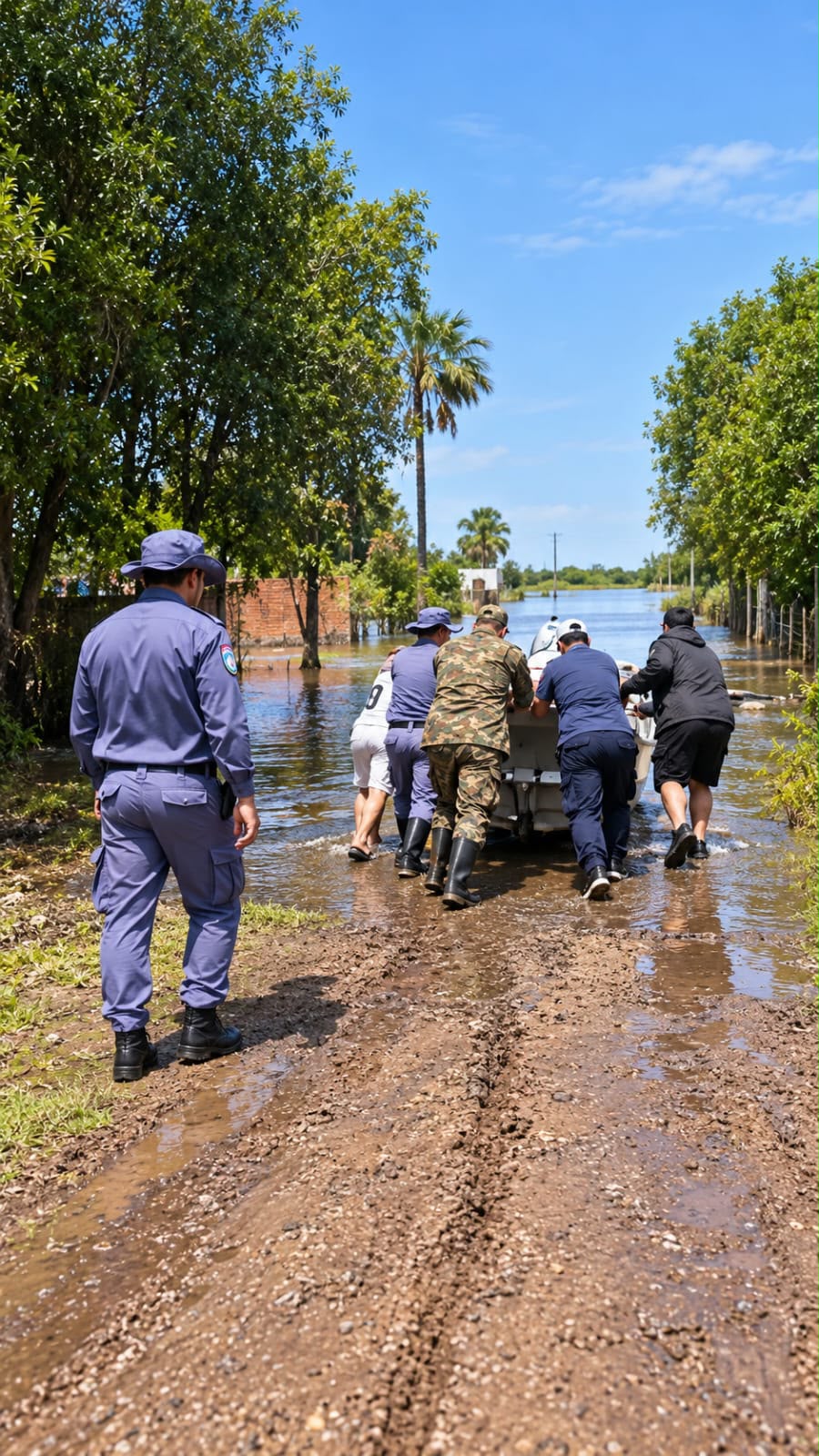 *LA POLICÍA DEL CHACO ASISTE A FAMILIAS Y RESCATA ANIMALES AFECTADOS POR LA CRECIDA DE LOS RÍOS*